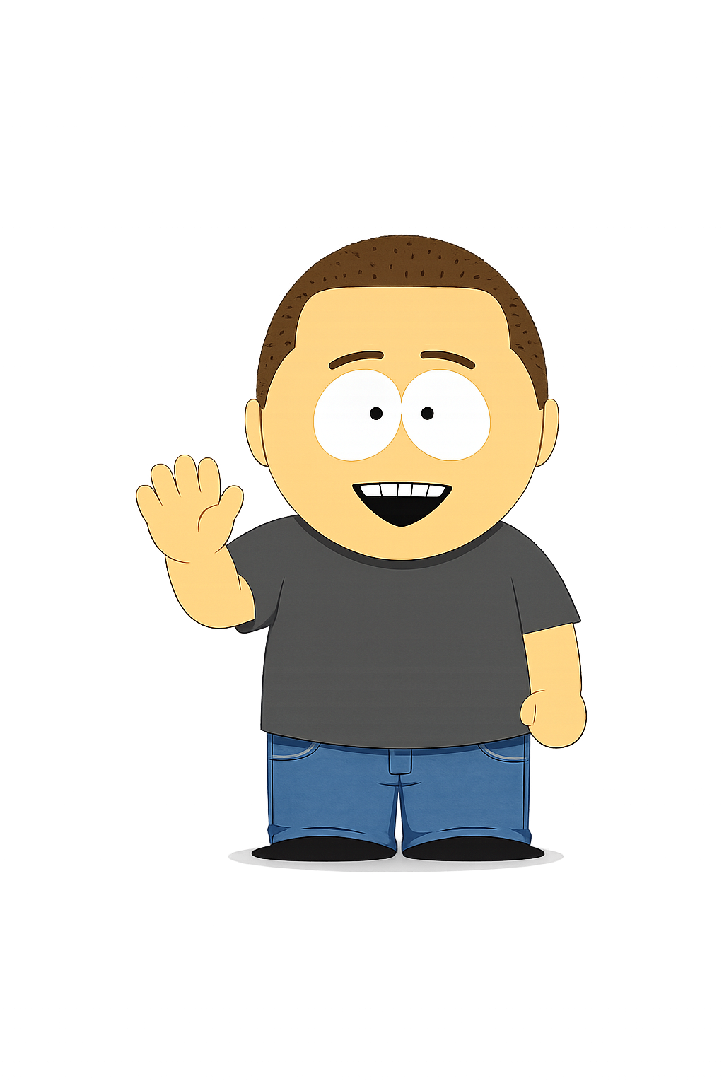 Cartoon mortgage character inspired by simple cutout animation